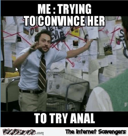 Trying to convince her to try anal funny naughty meme @PMSLweb.com
