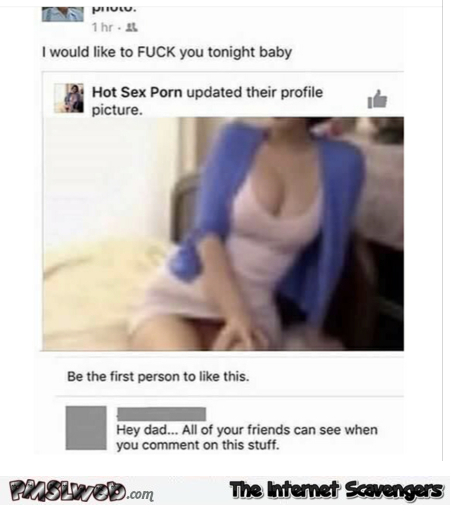 Dad commenting on Facebook funny fail @PMSLweb.com