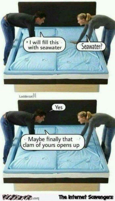 Let's fill the bed with seawater adult humor