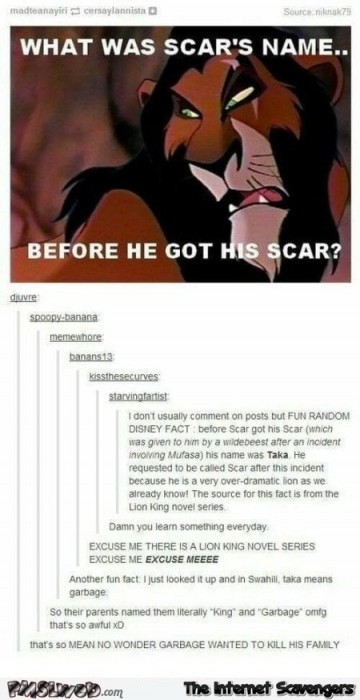 Scars name before he got his scar funny post
