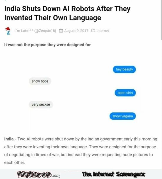 Indian robots invent their own language funny news @PMSLweb.com