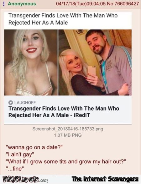 Transgender finds love funny comment @PMSLweb.com