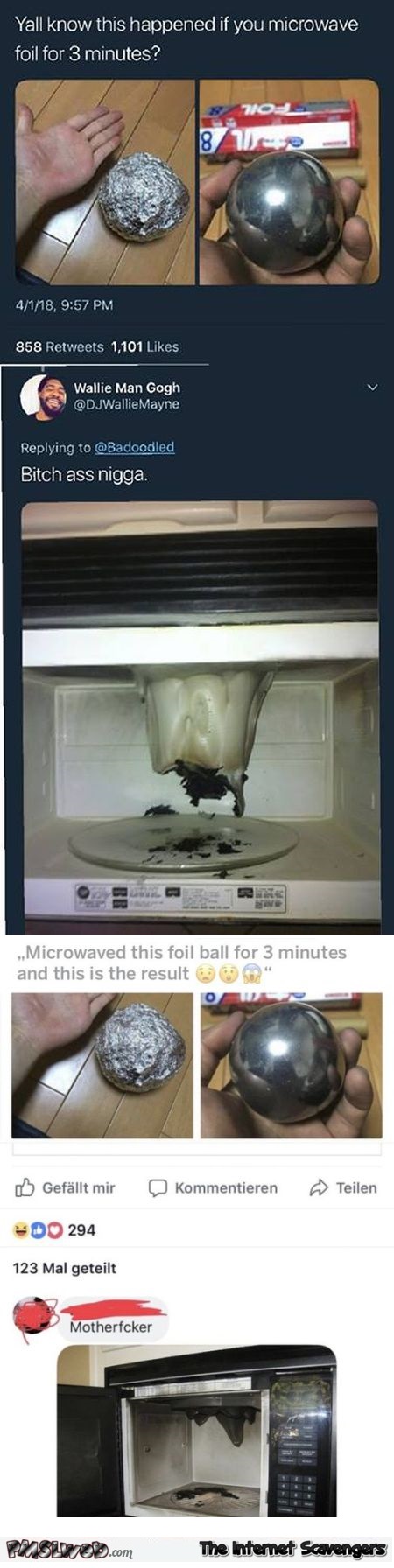 Microwave a foil ball for 3 min funny prank - Funny Posts and comments @PMSLweb.com