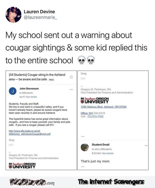 Funny comment on school warning