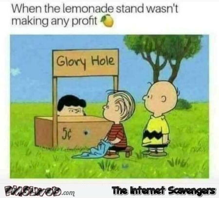 The lemonade stand wasn't making any profit funny adult peanuts meme @PMSLweb.com
