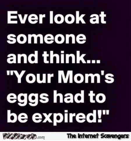 Your mom's eggs had to be expired sarcastic quote @PMSLweb.com