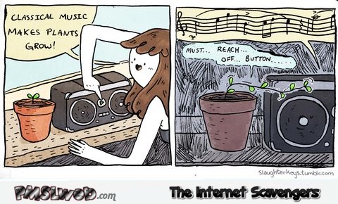 Plants hate classical music funny cartoon @PMSLweb.com