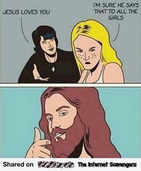 Jesus loves you funny cartoon @PMSLweb.com