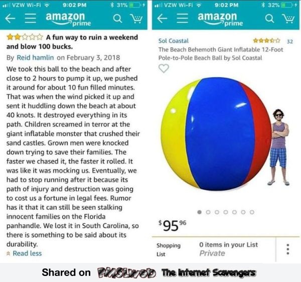 Giant inflatable beach ball funny review