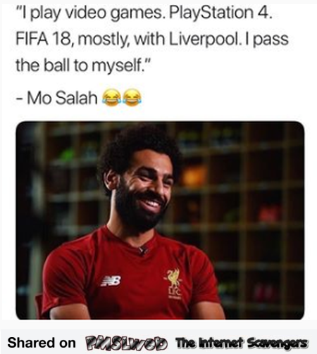 Salah plays FIFA 18 funny meme @PMSLweb.com