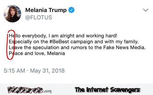 Melania needs help funny tweet