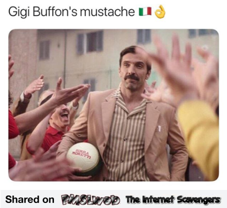 Gigi Buffon's mustache funny meme @PMSLweb.com