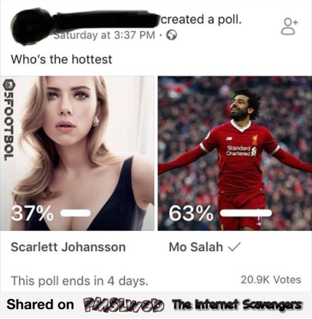 Mo Salah is hotter than Scarlett Johansson funny poll