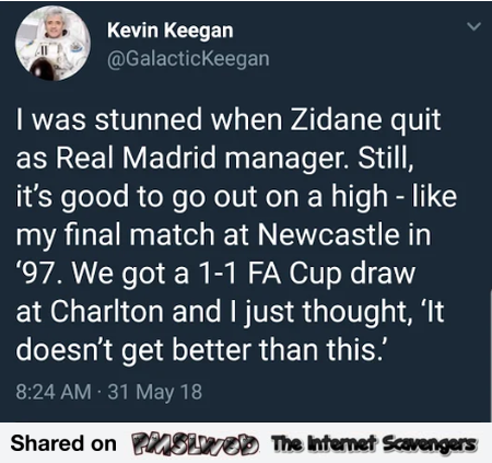 Funny Kevin Keegan tweet