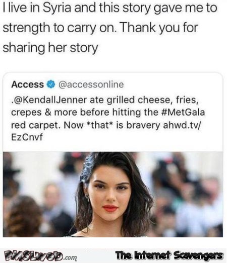 Kendall Jenner is brave sarcastic humor @PMSLweb.com