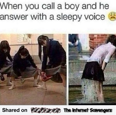 When a boy answers with a sleepy voice naughty meme @PMSLweb.com