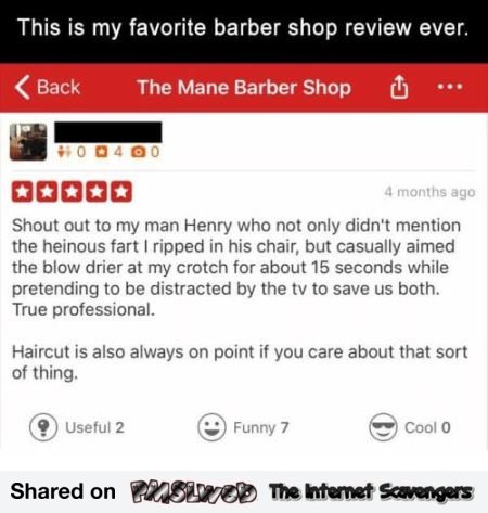 Funny barber shop review - Hump day funnies @PMSLweb.com