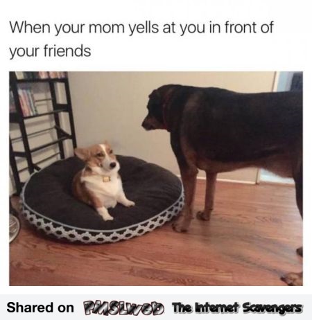 When your mom yells at you in front of your friends funny meme @PMSLweb.com