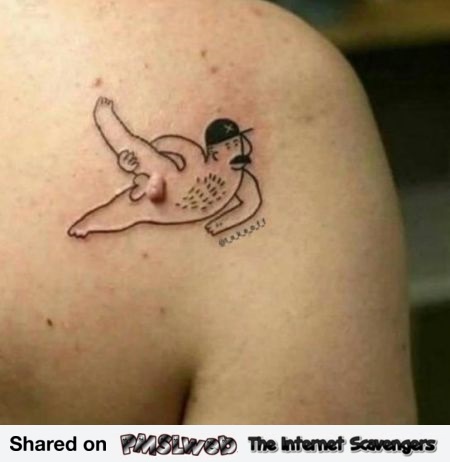 Funny naked man tattoo