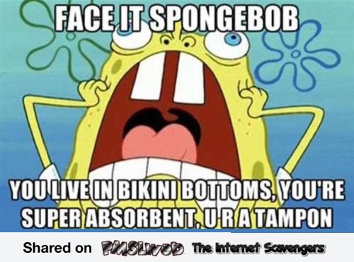 Spongebob is a tampon funny meme - Hilarious pictures post @PMSLweb.com